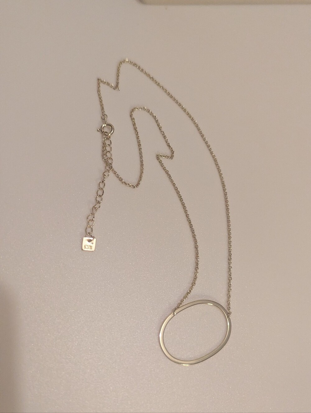 CAI Gold Minimalist Silver Oval Pendant Necklace - 16--18'